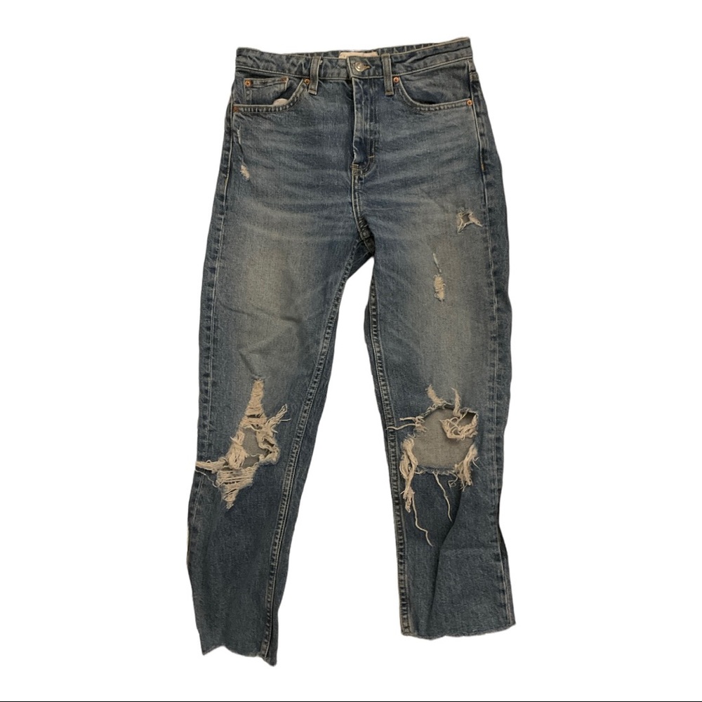 Topshop Distressed Raw Hem Jeans
